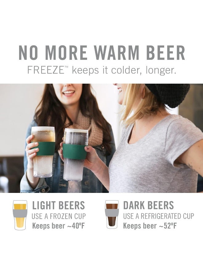 Host Freeze, Frozen Mugs, Freezable Pint Set, Beer Keep Your Drinks Cold, Double Walled Insulated Glasses, Tumbler for Iced Coffee, 16oz, Set of 2, Green - Image 2